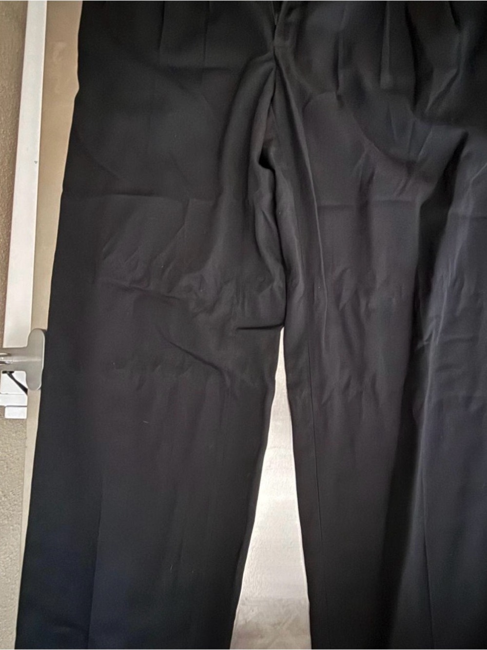 Mosa Men's Black Pleated Straight Leg Dress Pants 34W Pockets Poly 31 inseam
